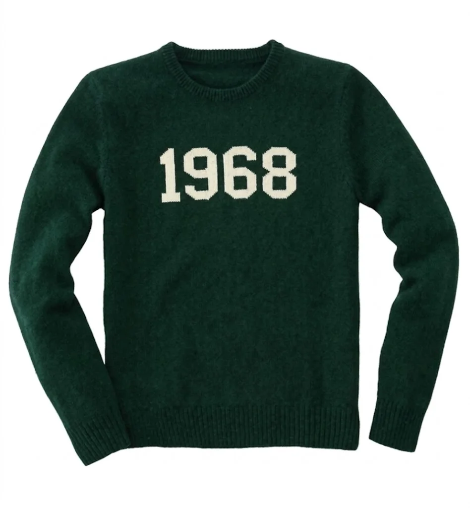 Crewneck Style Wool Sweater with Intarsia (knitted in) “H” (Placeholder)